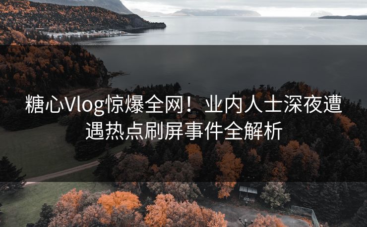 糖心Vlog惊爆全网！业内人士深夜遭遇热点刷屏事件全解析
