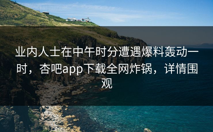 业内人士在中午时分遭遇爆料轰动一时，杏吧app下载全网炸锅，详情围观