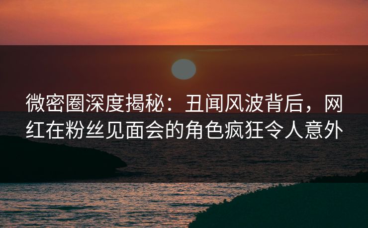 微密圈深度揭秘：丑闻风波背后，网红在粉丝见面会的角色疯狂令人意外