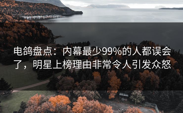 电鸽盘点：内幕最少99%的人都误会了，明星上榜理由非常令人引发众怒