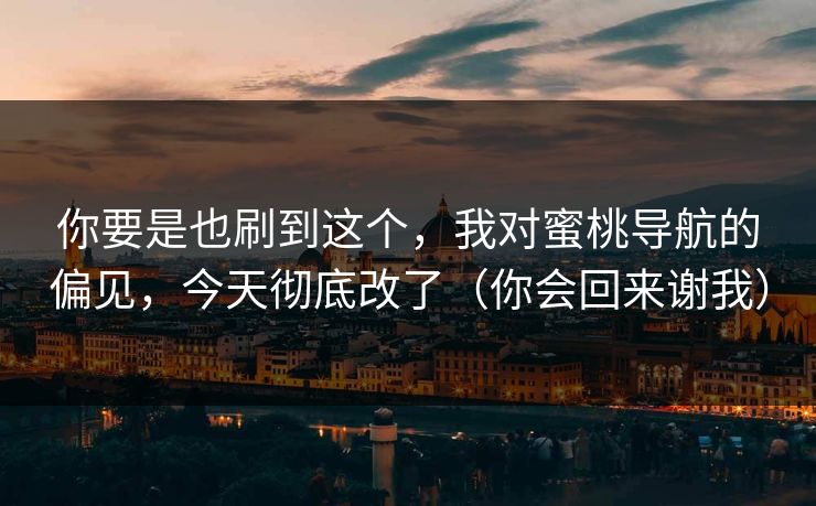 你要是也刷到这个，我对蜜桃导航的偏见，今天彻底改了（你会回来谢我）